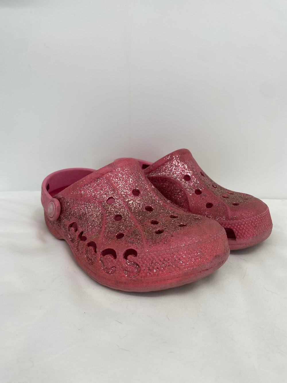 Crocs Kids Baya Glitter Clog Slip-On Ankle Strap Pink size 2